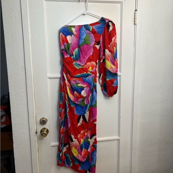 Farm Rio One-Shoulder Slim Floral Midi Dress - Picture 2 of 8